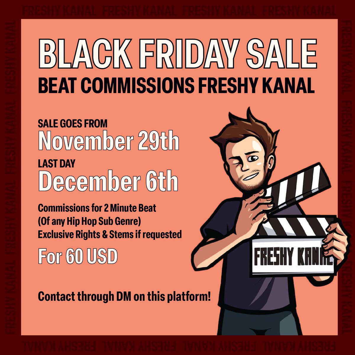 LATE BLACK FRIDAY SALE
-----------------------------------
I want to make a bit of extra money for some christmas gifts for friends and family
So I thought lets get to producing beats