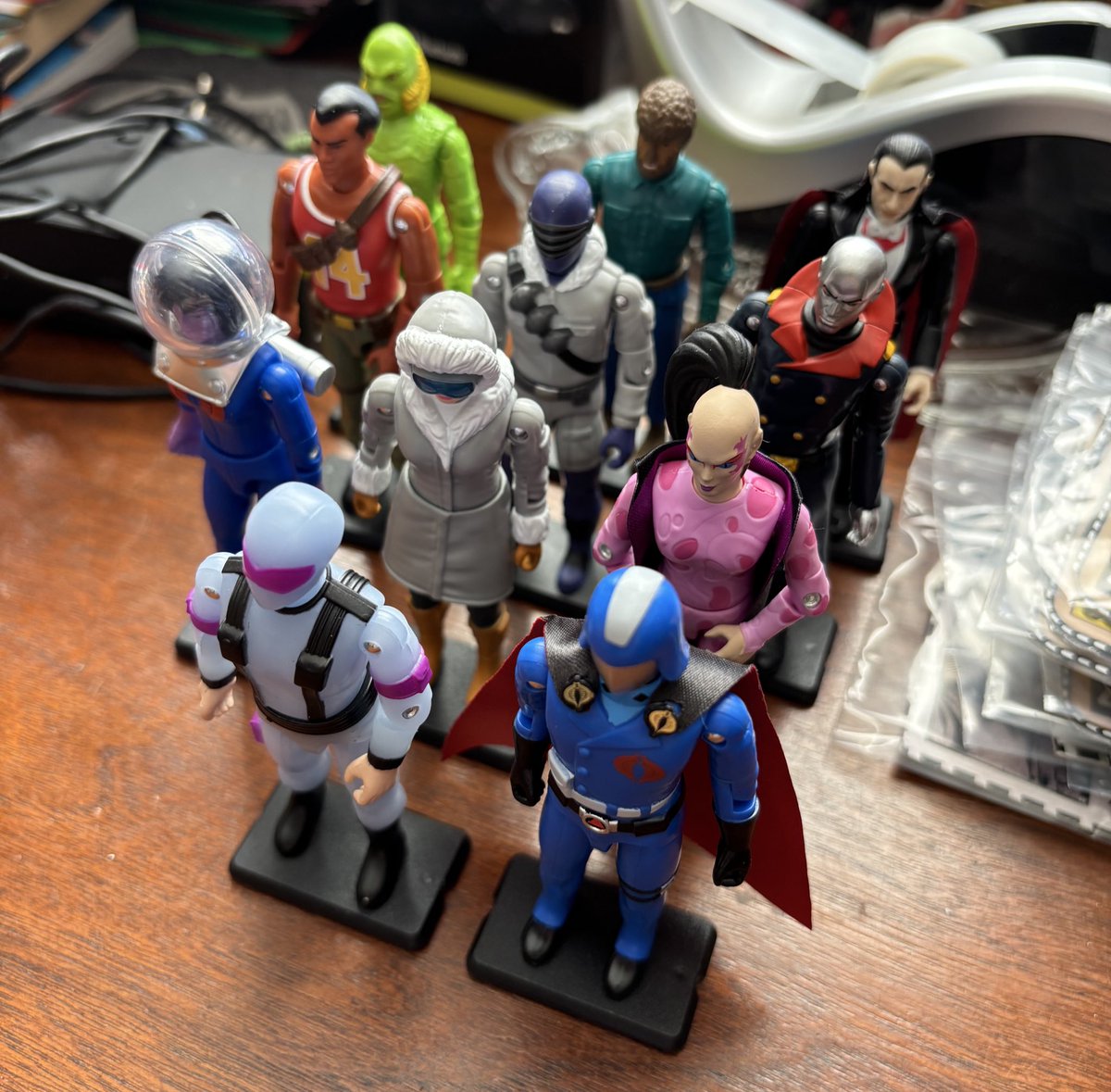 Getting some of my latest Super 7 Joes (and Universal Monsters) ready to go into the display cabinet.