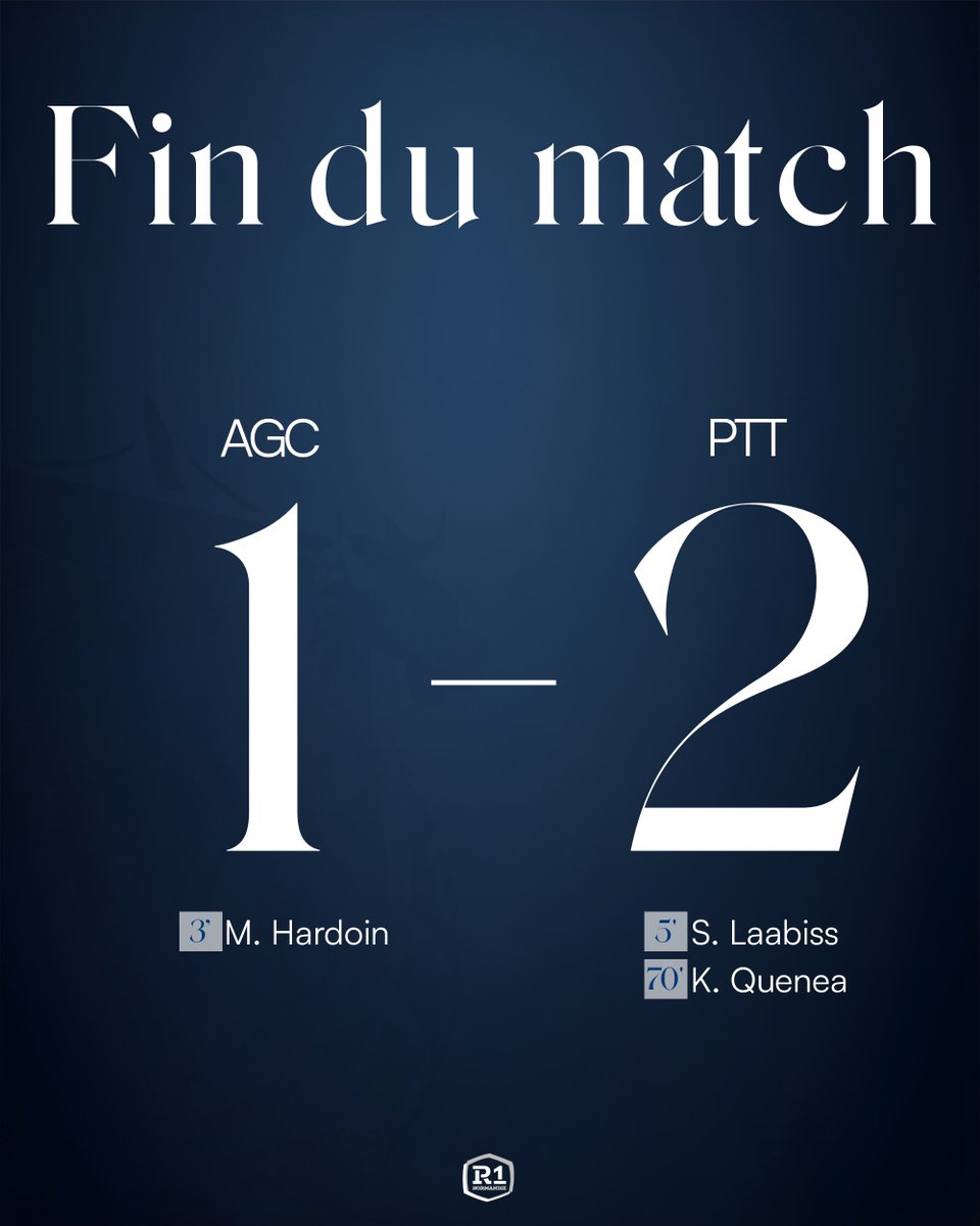 ⏹️ Fin du match

Défaite par le plus petit des écarts, ce soir dans le derby caennais😩

#AGCPTTC 1️⃣-2️⃣