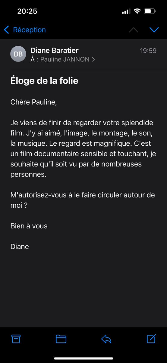 Juste la cheffe op de Rohmer qui m’envoie ça, j’ai le droit de flex un peu ce soir ❤️