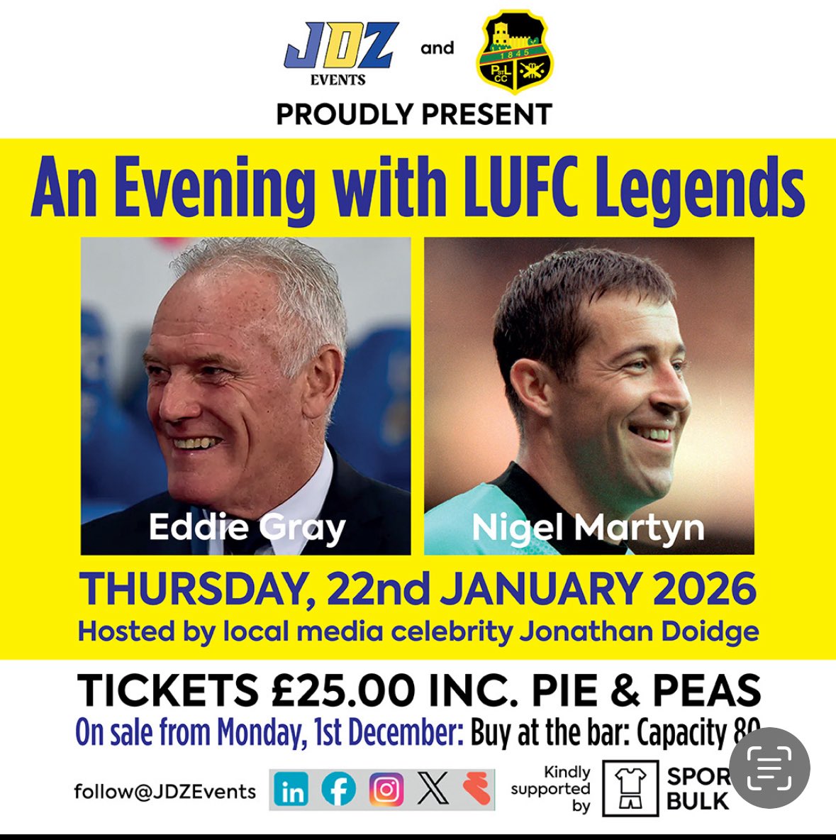 jdzevents's tweet image. Lots to look forward to in 2026 #jdzevents #events @PSLCC @kirkburtoncc @GuiseleyRangers @pocklingtonpixi