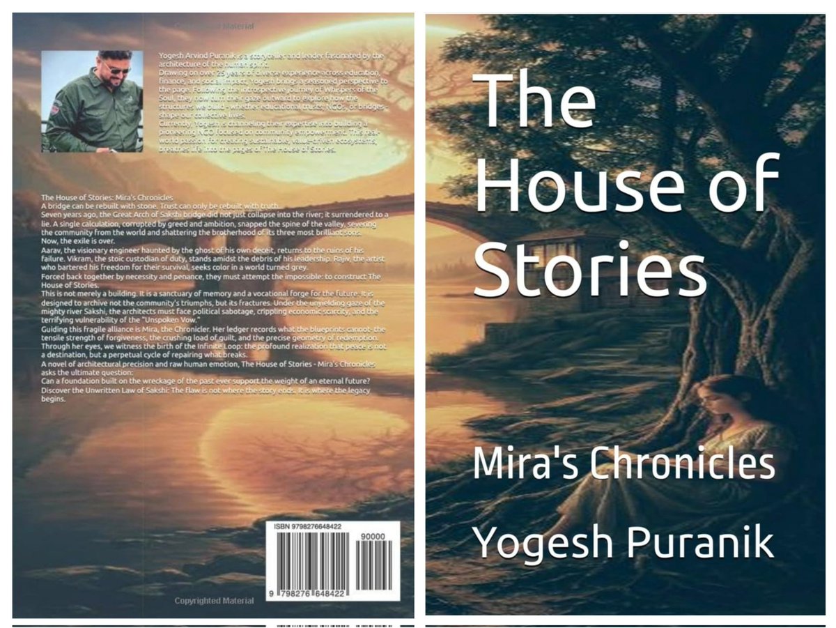 PuranikOfficial's tweet photo. A bridge can be rebuilt with stone. Trust can only be rebuilt with truth.

It took 4 years to write the manuscript. But in many ways, it took a lifetime of observing human resilience to understand the story.
I am ecstatic to announce that my novel, "The House of Stories - Mira's Chronicles," is now LIVE on Amazon!

This journey began with a simple question: Can a foundation built on the wreckage of the past ever support the weight of an eternal future?

In my 25+ years across education, development, and management, I’ve learned one undeniable truth: The strongest structures are not the ones that never crack, but the ones that know how to heal.

Over the last four years, I have lived with Vikram, Aarav, Rajiv, and Mira. I have walked the banks of the mighty river Sakshi. Through their story of rebuilding a collapsed bridge, I explored the themes that define our own lives - leadership, failure, the heavy cost of integrity, and the beauty of the "Infinite Loop," where we learn that perfection is a myth, but repair is a discipline.

This book is more than fiction to me. It is an architectural blueprint of the human spirit. It explores how we build our legacies not by hiding our flaws, but by archiving them as lessons.

To my family, my mentors, and the silent pillars who supported this 4-year marathon - this structure stands because of you.
I invite you to enter the House.

Grab your copy here: https://t.co/09ZIUBFRHF 

#NewBook #AuthorLife #TheHouseOfStories #Leadership #Resilience #Philosophy #Fiction #KDP #BookLaunch #WritingCommunity #BookLaunch #Perseverance #Storytelling #IndieAuthor #AmazonKDP #Creativity #Leadership #GrowthMindset #NewRelease #FictionWithPurpose #TheHouseOfStories #Education #Values