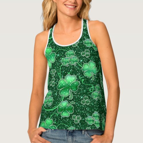 ArrayStores's tweet image. Glittering Shamrocks and Swirls ID289 Tank Top #patterns, #st #paddy&apos;s, #st. #patrick&apos;s #TankTop ArrayforCards