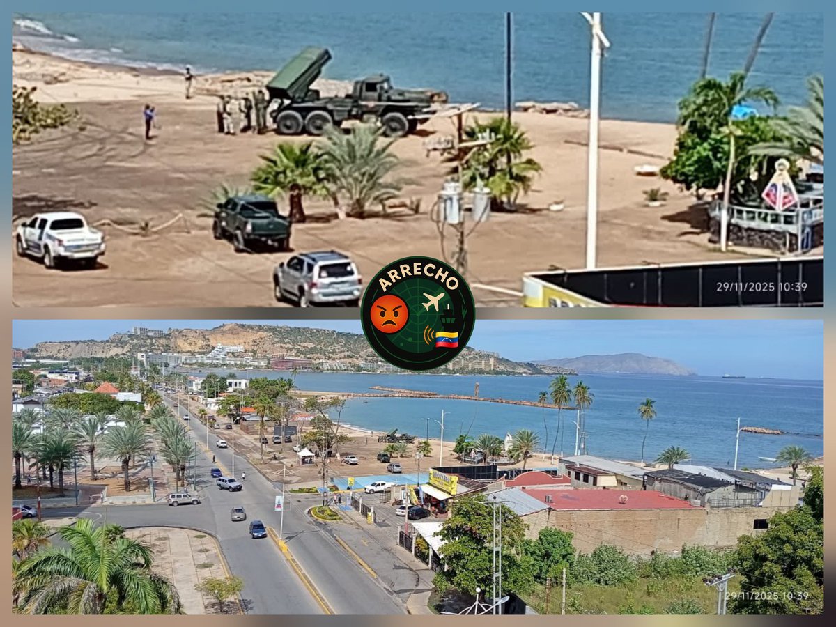 Arr3ch0's tweet image. Sistema BM-21 Grad, lanzamiento múltiple de cohetes autopropulsado de 122 mm en Lechería, Anzoátegui. Coordenadas: 10.202477,-64.696459.