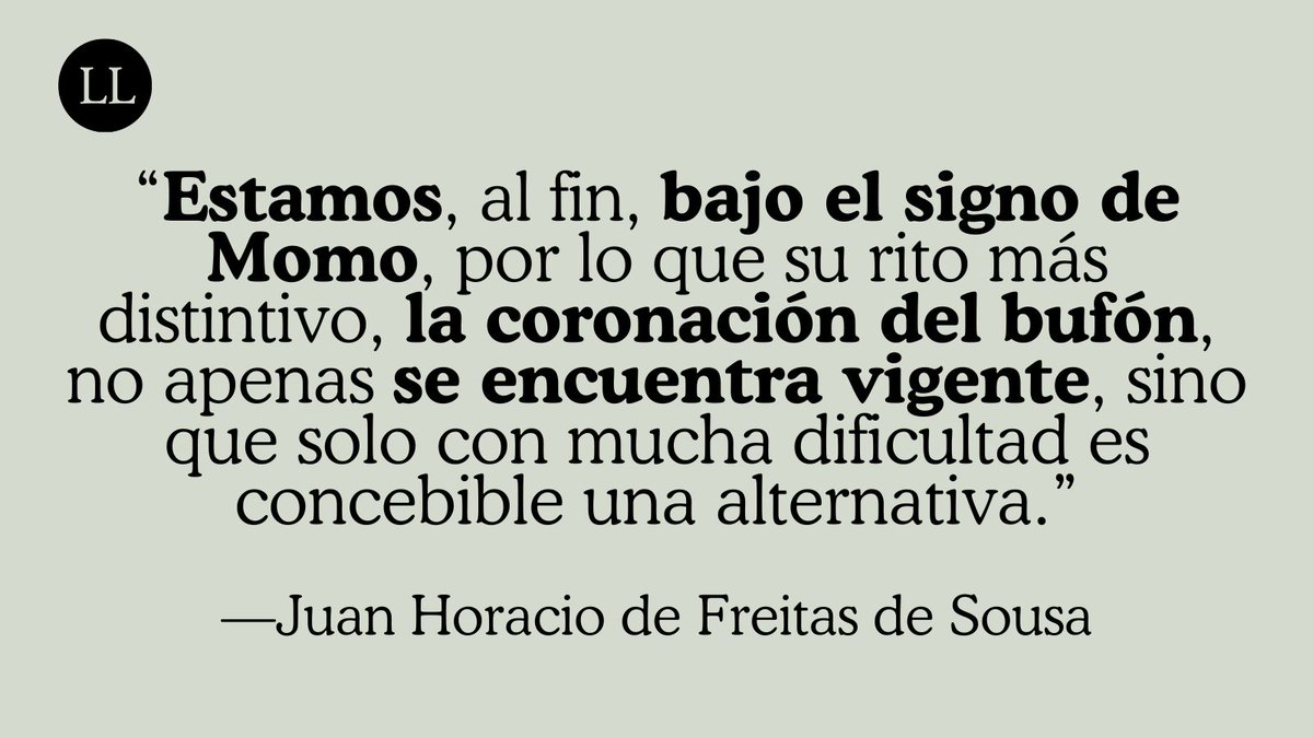 Letras_Libres's tweet photo. Vivimos una era que le ha dado el cetro de mando al bufón, sin que apenas se pueda concebir una alternativa. La sátira perdió el escenario; el poder lo ocupó 👉 https://t.co/ucxxZyX3f1 https://t.co/zj4b2xaewf