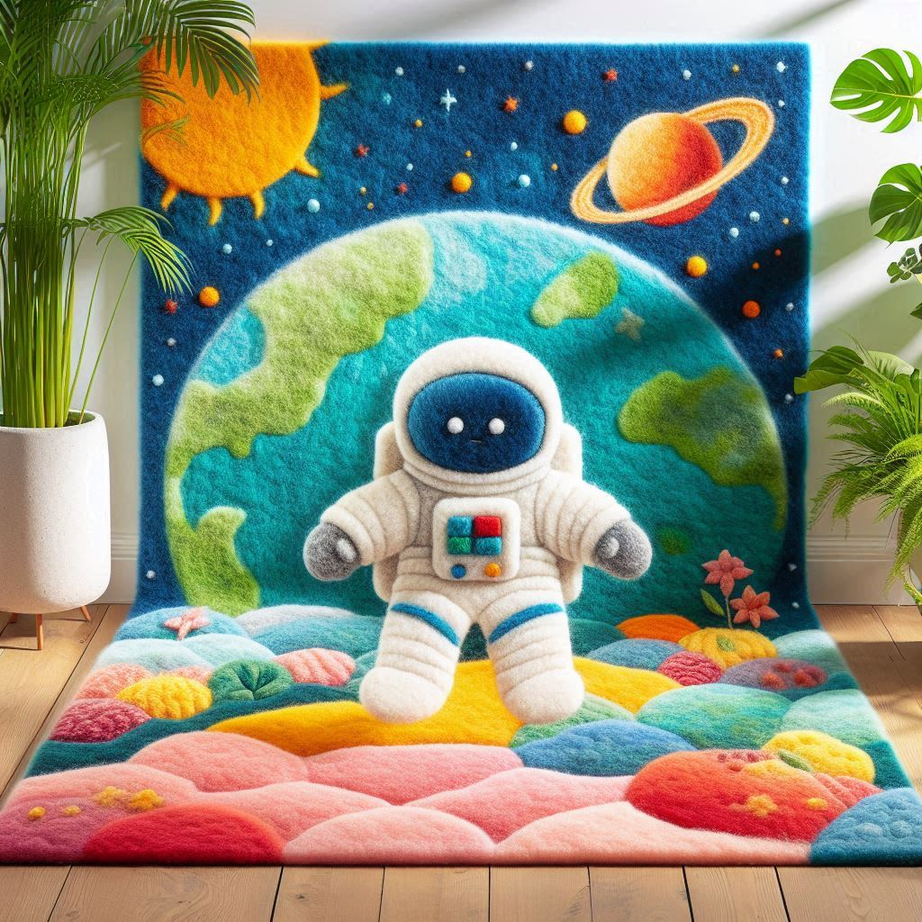 #日本人宇宙飛行記念日
宇宙飛行士のラグ

#AI画像 #羊毛フェルト #フォロバ100：変垢✖