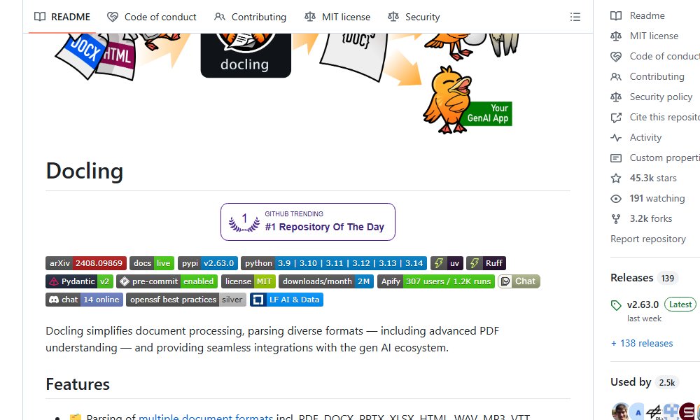 clxymox's tweet image. 🐍 docling
⭐ 45,313 stars

&quot;Docling révolutionne l&apos;analyse de documents avec une IA ultra-précise et open-source !&quot;

(12...
#GitHub