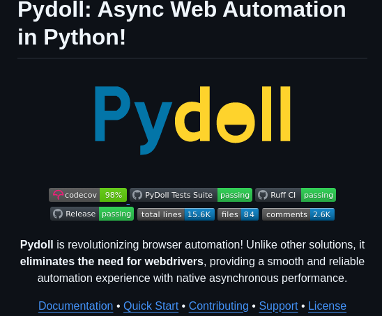 sanketsabharwal's tweet image. uses async to automate chromium browsers in python, eliminating the need for webdriver