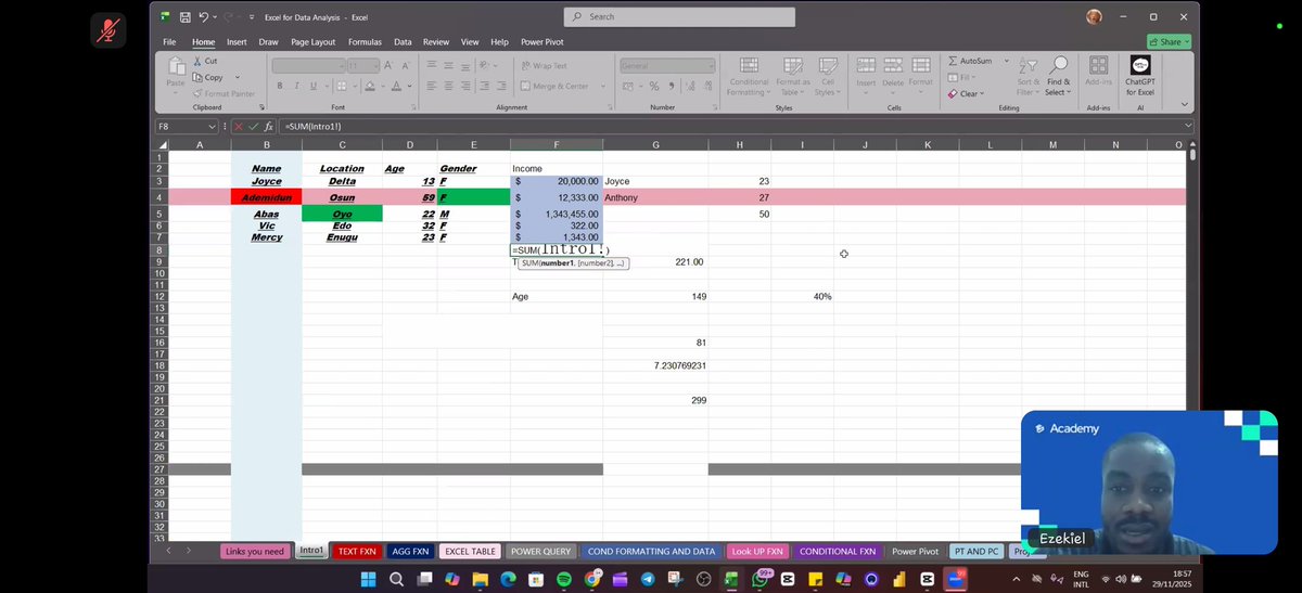 AdenekanMatthe1's tweet photo. I just finished my online data analytics class.
I learnt the basics of Excel, including simple formulas and text functions. Taking it one step at a time and really enjoying the progress. #MyDataJourney #DataAnalyticsBeginner @TSAcademyOnline https://t.co/VgH5n39531