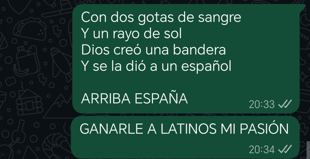 es uno de mis dias menos racistas.

VAMOS ESPAÑA ! TE QUIERO VER MARCAR GALLO <a href="/Peereira7/">Pereira</a>