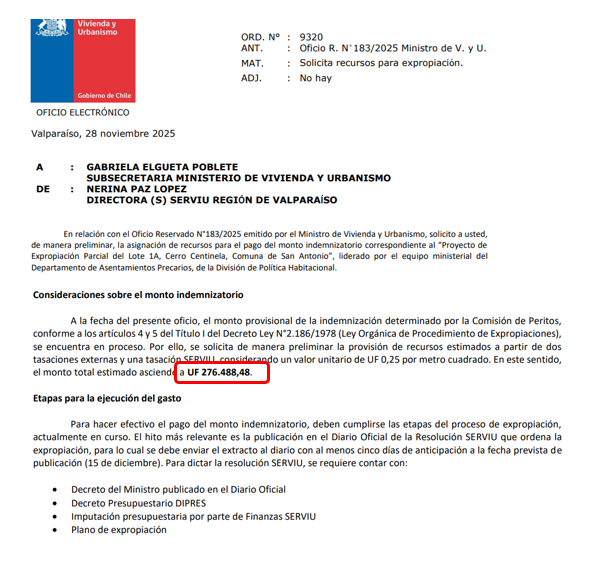 ipoduje's tweet image. El Minvu está pidiendo $11.000 millones para comprar - vías expropiación- terreno de megatoma de San Antonio

Esa plata NO existe debido a enorme deuda que dejará Montes.

Además valida la toma, perjudicando a mayoría de familias que postula a su vivienda cumpliendo las reglas
