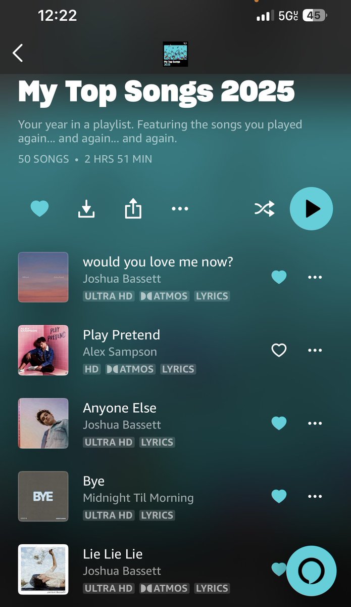 IsaacSlatton's tweet photo. My top songs of 2025 on @amazonmusic

@joshuatbassett  @alexsampson @mtmforeverr https://t.co/ZnlEkRLAjq