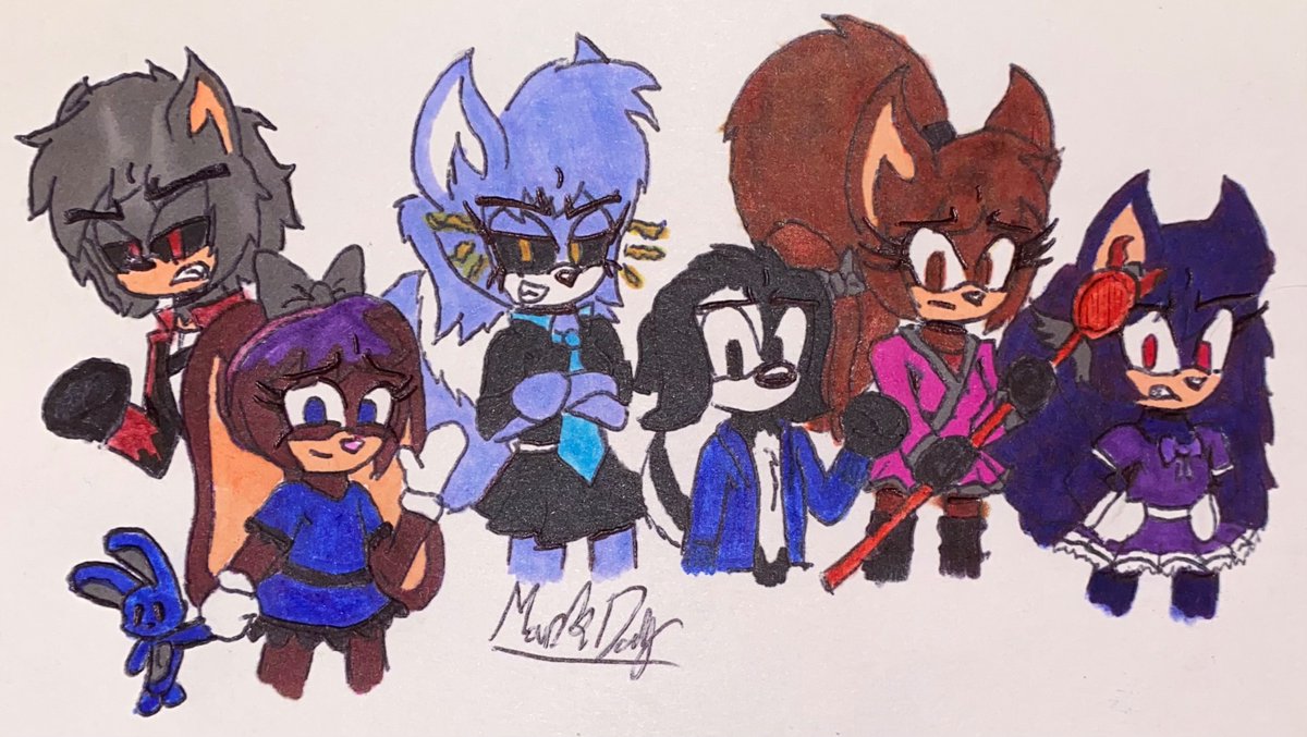 Art Request for <a href="/Miyoko_Marin/">🎶Miyoko Saiki🎶</a> 
Evil dark versions of their OCs, Blueberry, Rozy, Taeko, Lilian, Luke &amp; Marcus
