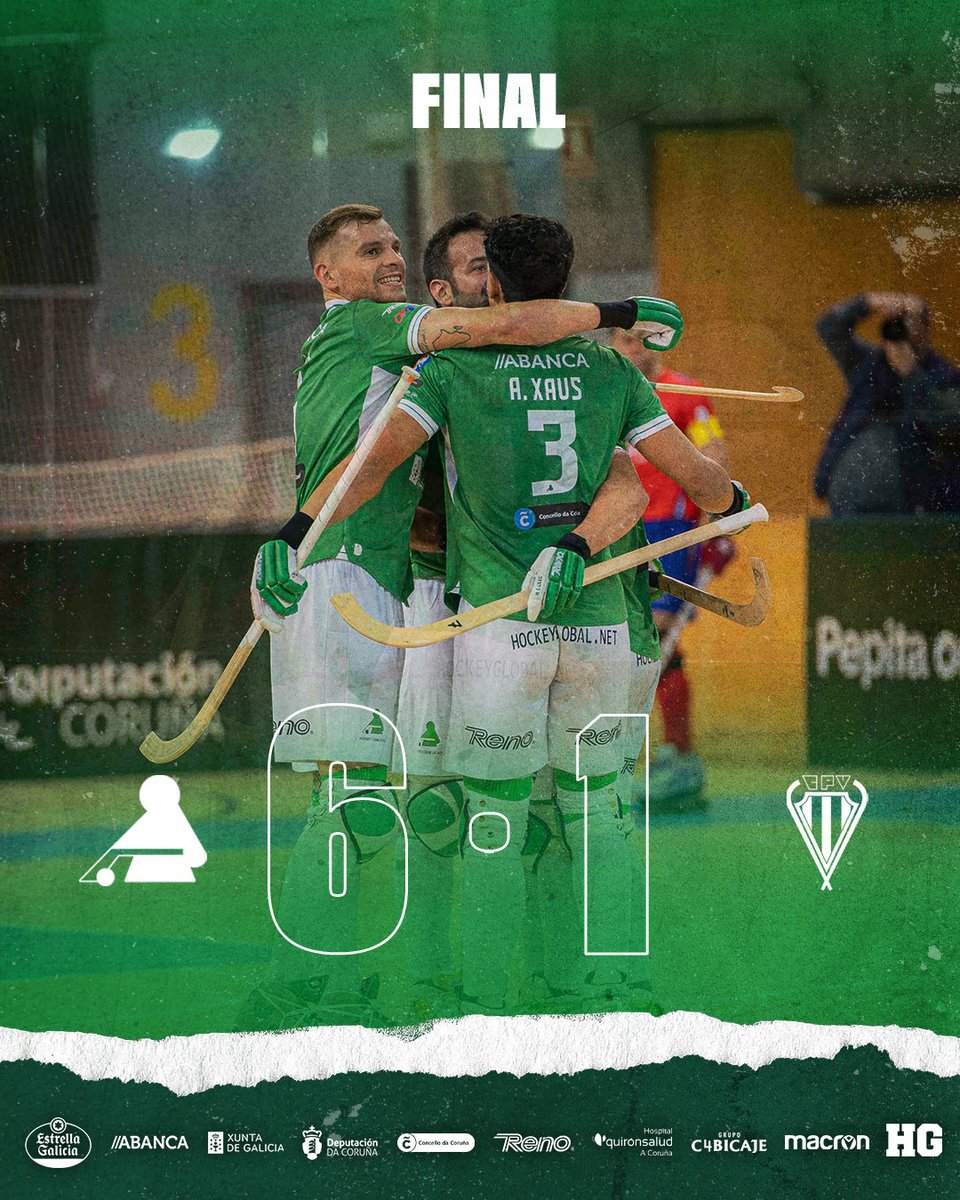 FINAL NO PALACIO.
Victoria contundente: 6–1 🟢⚪️

Goles do Liceo:
• Nil Cervera (5’, 6’)
• A. Xaus (19’ 1ª, 15’ 2ª)
• Dava Torres (24’ 1ª e 24’ 2ª)

Gol do Voltregà:
• X. Armengol (18’ 2ª)

Tres puntos máis cun partido moi completo do equipo.
Imos Liceo. 💪🏻

#OKLiga #HCLiceo