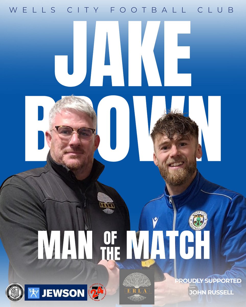CityWellsfc's tweet image. MOTM chosen by Match day Sponsor @erlagardenjoinery is Jake Brown, yet another Hat Trick on his record and solid performance as always.

Well done Jake!