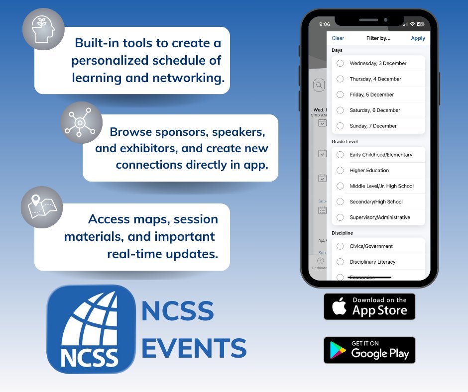 NCSSNetwork's tweet image. 📢 Attending #NCSS2025 next weekend? Make sure you download the NCSS Events app ahead of time! hubs.li/Q03VNZ7z0 #professionallearning #washingtondc