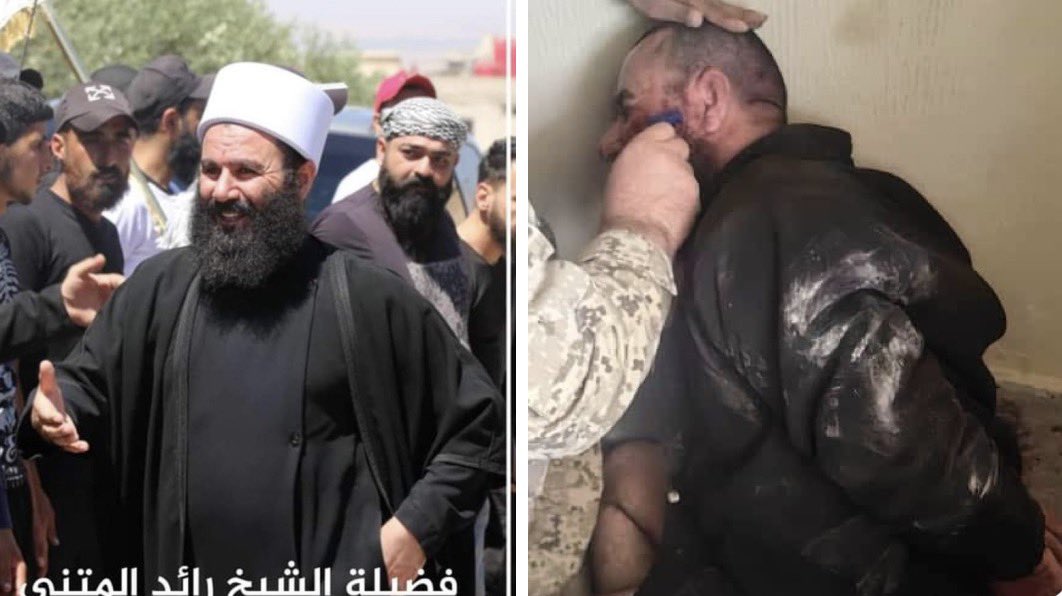 AsaadHannaa's tweet image. Durzi militias in Sewayda arrested the Durzi leader Raed Al-Mufti and humiliated him by shaving his beard and his mustache after torturing him.
