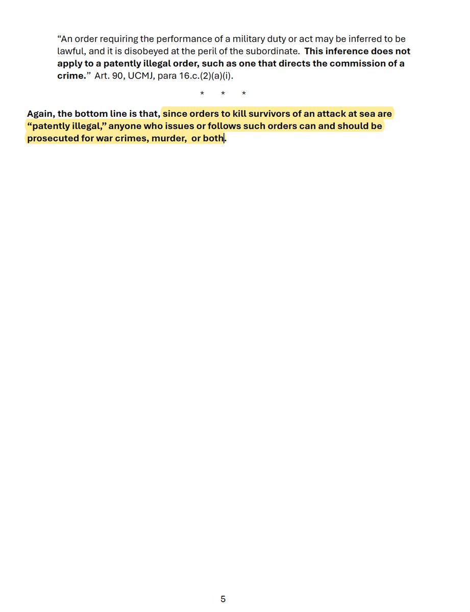 rgoodlaw's tweet image. Former US military lawyers speak out

&quot;The Former JAGs Working Group unanimously considers both the giving and the execution of these orders, if true, to constitute war crimes, murder, or both&quot;

Statement on Media Reports of Pentagon “No Quarter” Orders in Caribbean Boat Strikes