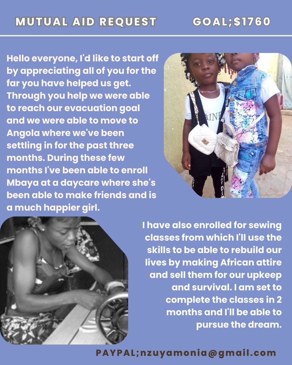 msNzuya's tweet image. #MutualAid ⚠️
hello friends, I&apos;m really sorry for doing this and I hoped I wouldn&apos;t be here seeking your assistance but due to circumstances we really need your help as Mbaya and I continue rebuilding our lives in a new country.kindly read/share/donate 🙏🏾
Pp: nzuyamonia@gmail.com