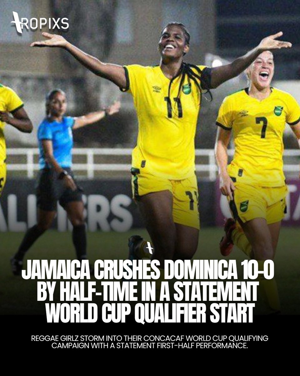 The Reggae Girlz opened their CONCACAF World Cup Qualifiers in emphatic style, racing to a 10-0 lead over Dominica by half-time. Jamaica looked sharp, composed and unstoppable as they stamped their authority on Group B from the opening minutes.