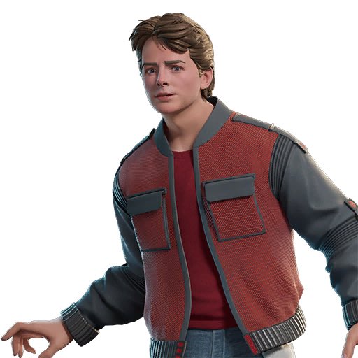 DiscussingFilm's tweet image. Both Marty McFly skins in Fortnite have been revealed.