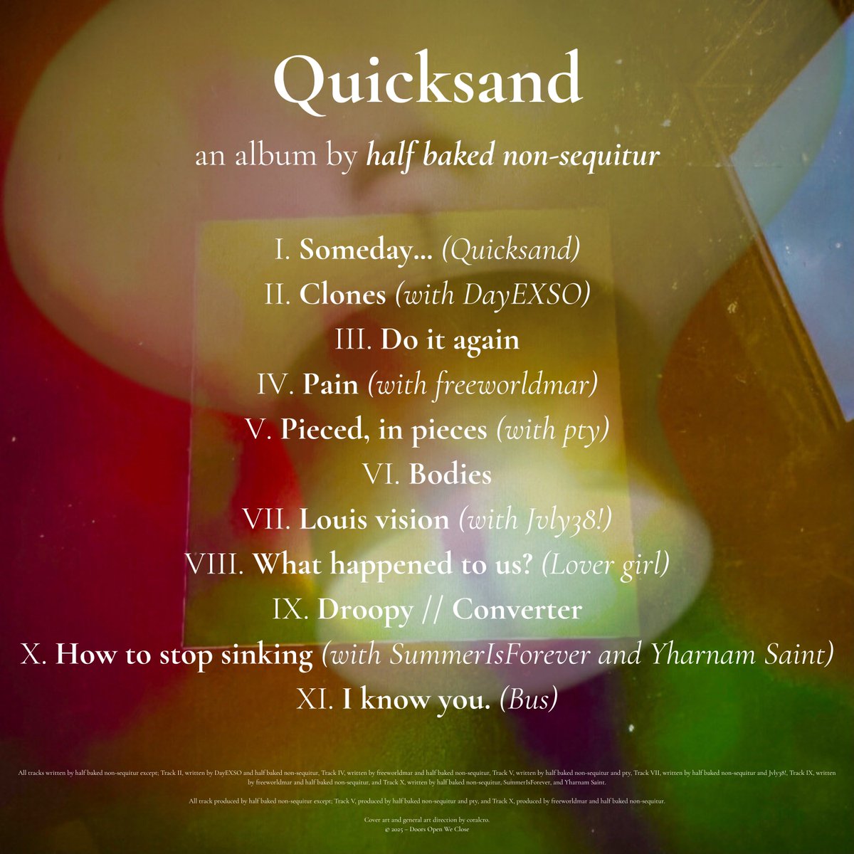 my album is like totally out now. its been a year and a half since i started working on it and since then its been a lot of stop and start but its finally out everywhere!!

special thanks to everyone involved. yall are awesome and i love yall! go listen!! hbns.bandcamp.com