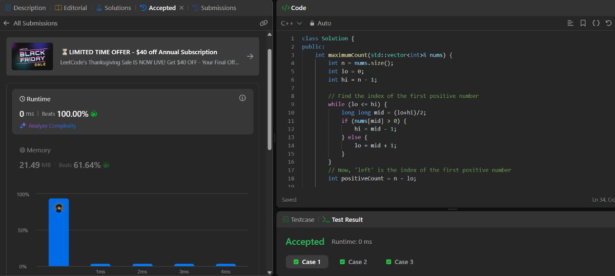 github_devloper's tweet image. Today&apos;s Grind Update (Day 19) ✅

&amp;gt;&amp;gt;Back again after 1 month.
&amp;gt;&amp;gt; Revised Binary Search and solved 3 medium problems to rebuild the flow.
&amp;gt;&amp;gt;From today, consistency is non-negotiable — showing up daily, no excuses.
&amp;gt;&amp;gt;CP will continue in a few days.
#DSA #TUFWinterArc #buildinpublic