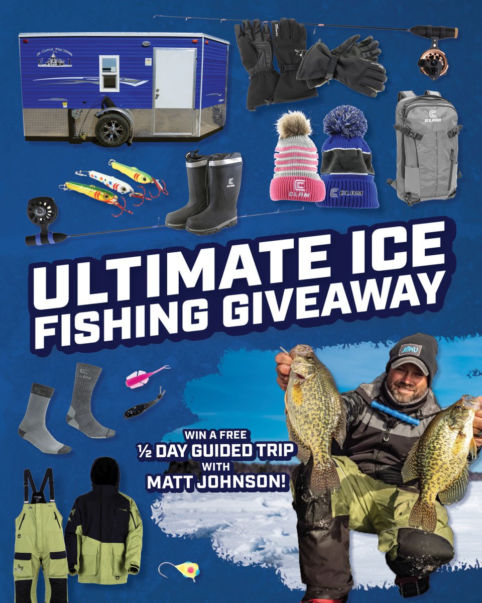 StPaulIceShow's tweet photo. Whoa! There's a whole lot of goodies to win in this year's Ultimate Ice Fishing Giveaway.  Enter at https://t.co/tAcsK0LGkx by Dec 7 for a chance at:
1. This Scout Ice Castle from Ice Castle Fish House &amp; RV
2. Lots of Clam Outdoors gear
3. Time on the ice with Matt Johnson https://t.co/9T5O8SatLr