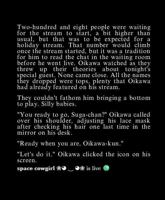 _kissmysass_'s tweet photo. day 7 of #NSFWOikawaWeek2025 || @oikawaweek 
prompt: camboy au
cw: bottoms unite, sex toys, lingerie 

Camboy Oikawa x Camboy Sugawara
#OiSuga #oikawa #sugawara
https://t.co/kksfgo5a9Q https://t.co/vKGmtiyXXL