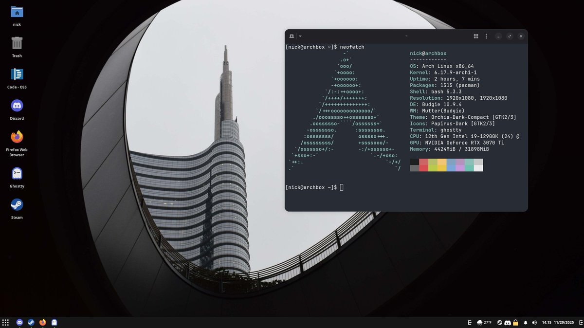 THlCCOLAS's tweet image. switched over to arch btw.
