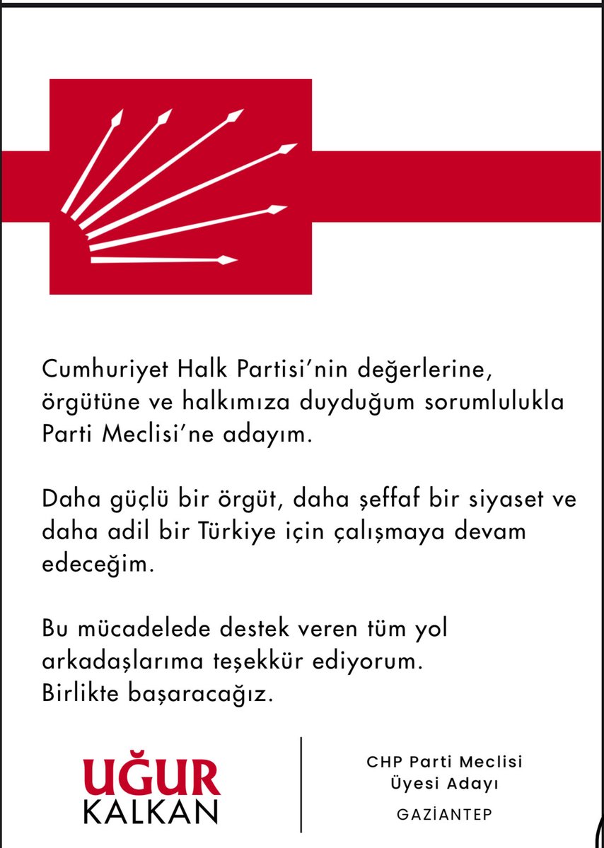 PM adayımız. Yarınki seçimde oy kullanacak tüm dostlardan destek bekleriz. #kurultay