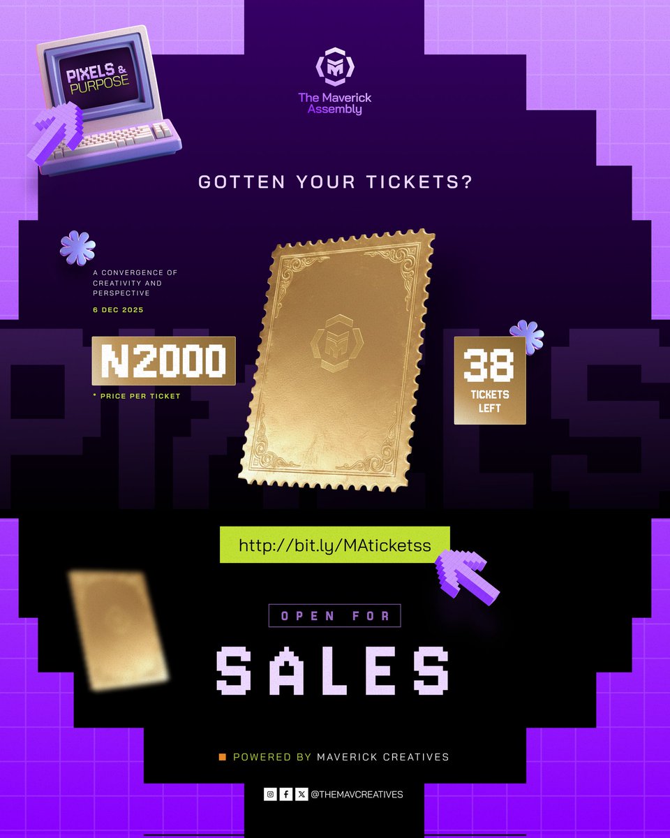 The countdown is on! ⏳
Tickets are just ₦2,000, and seats are LIMITED.
Don’t wait till it sells out, grab yours today!

bit.ly/MAticketss