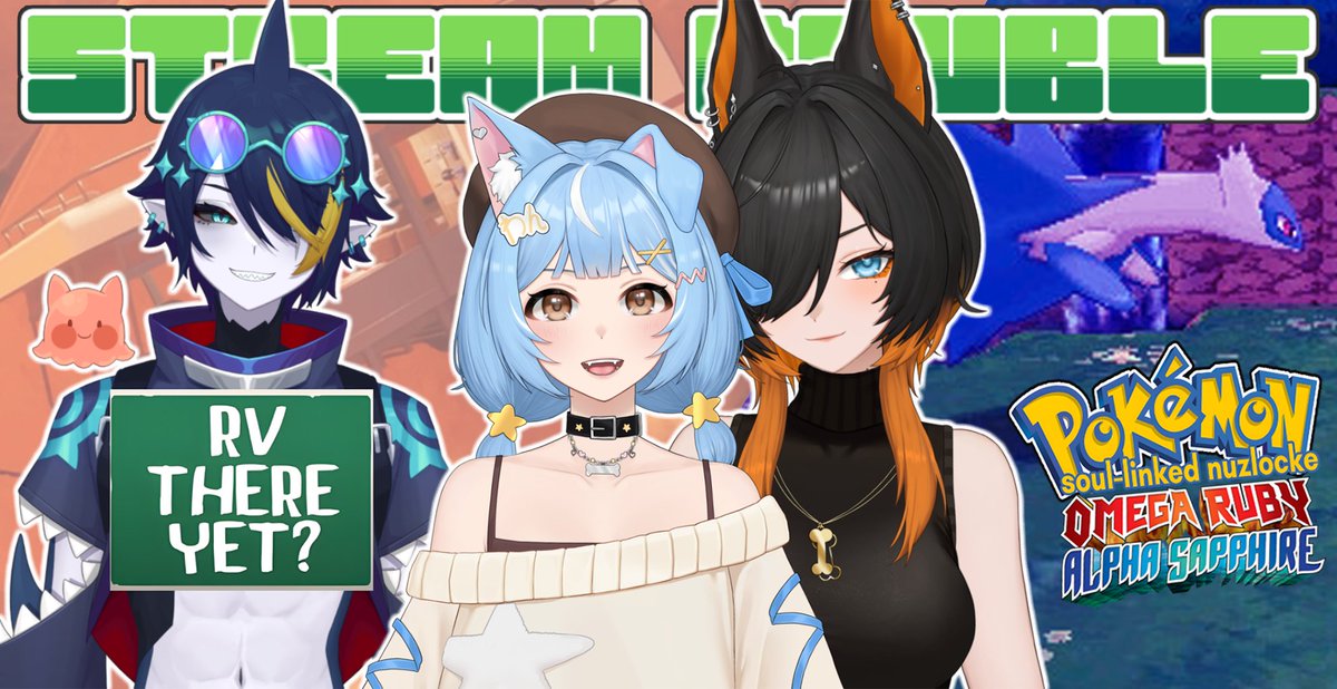 🔴【 2⃣ HOURS!】

DOUBLE DOUBLE today! RV There Yet with <a href="/MagicNecroVT/">Magic Necro🦈🐙</a> before popping back into the world of ORAS!

twitch.tv/namonaruVT 
twitch.tv/ruaruriVT