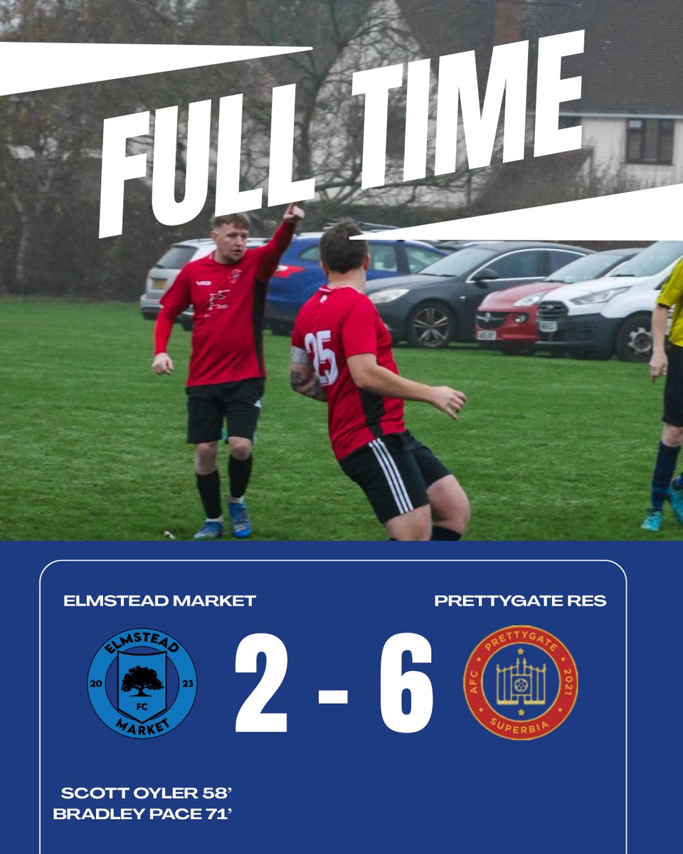 Elmstead_Market's tweet photo. Full time!

The ressies lose 6-2 VS Prettygate

Goals from 

Scott Oyler 
Bradley Pace 

#emfc #coye #football #nonleague #oneclub https://t.co/5umVKFmXEX