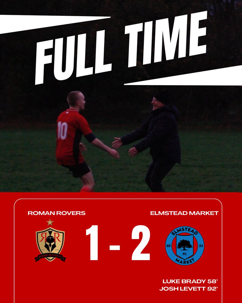 Elmstead_Market's tweet photo. Full time!

We Beat Roman Rovers 2-1 with goals from 

Luke Brady
Josh Levett

MOTM - Joseph Grotier 

#emfc #coye #football #nonleague #oneclub https://t.co/IfKhHnZP6B