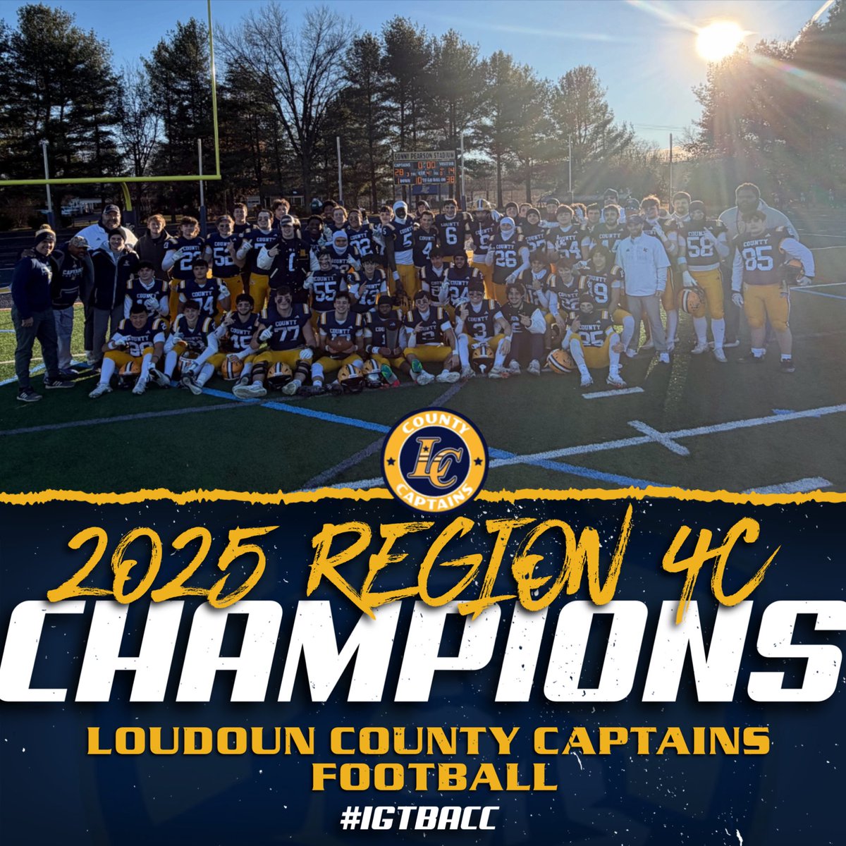 The Captains Football Team defeated the Loudoun Valley Vikings 28-14 to captured the 2025 Region 4C Championship!

Amazing job boys! Next stop - States! #IGTBACC <a href="/LoudounCountyFB/">Loudoun County Football</a>