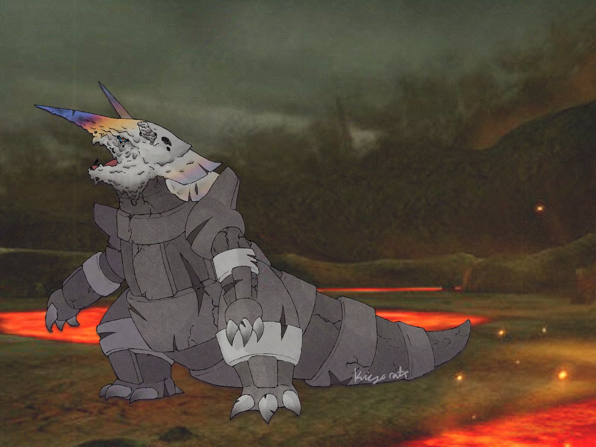 kingorats's tweet photo. throwing my hat into the ring 🤸🤸🤸
Dyingforge Aggron
Steel/Fire
(lore in comments)
#Pokemon #Fakemon #DeviantPokemon #pokemonfanart #PokemonZA #PokemonLegendsZA https://t.co/trpDjoT0WY