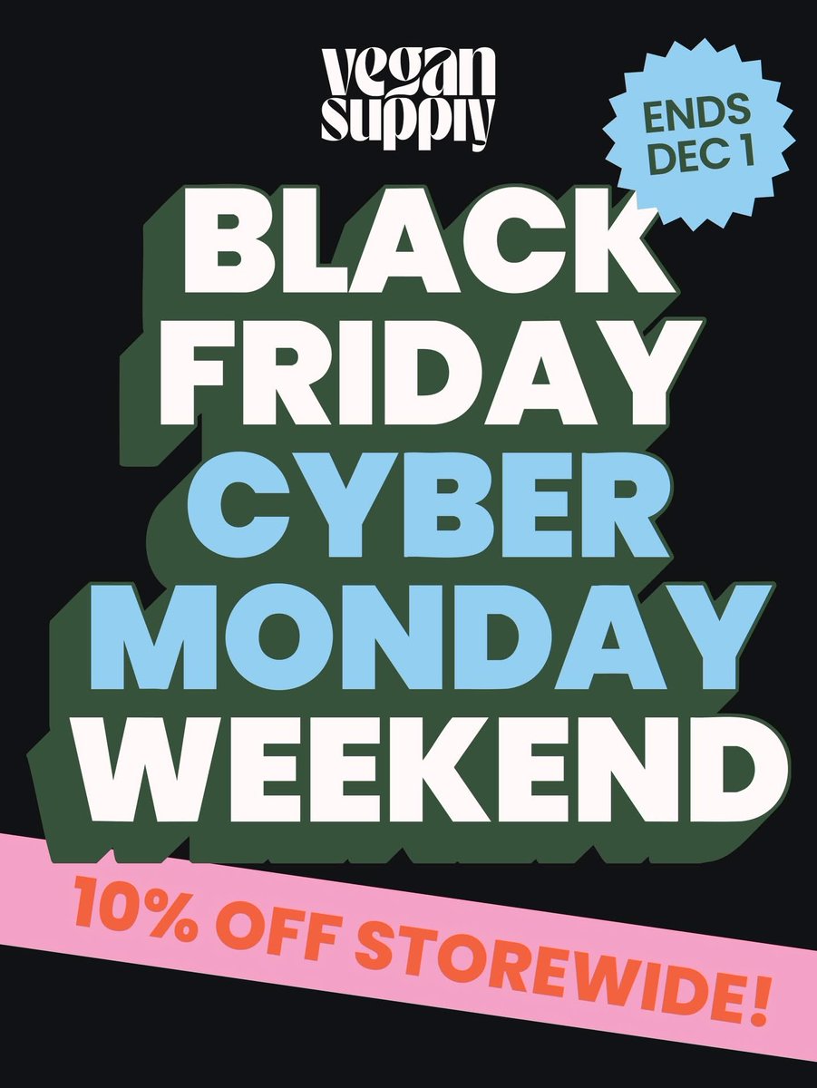 👀🔥 The Black Friday Sale is ON 🖤💻 

10% off storewide all weekend and a stacked lineup of doorcrashers up to 40% off. 

Order online at vegansupply.ca or come see us in store for the same great deals!