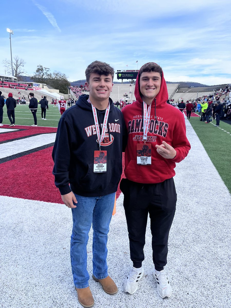 Had a great time today <a href="/JaxStateFB/">Jax State Football</a>! Huge thanks to <a href="/maxwellthurmond/">Max Thurmond</a> for having me out and congrats on the huge win! Also great getting to see <a href="/RolliePinto/">Rollie Pinto</a>!
<a href="/JAJones1218/">Austin Jones</a> <a href="/SteveSmithFBC/">Steve Smith</a> <a href="/_Max_Donaldson/">Maxwell Donaldson</a> <a href="/WCSSportsNews/">WCS Athletics</a> <a href="/trlong02/">Ty Long</a>