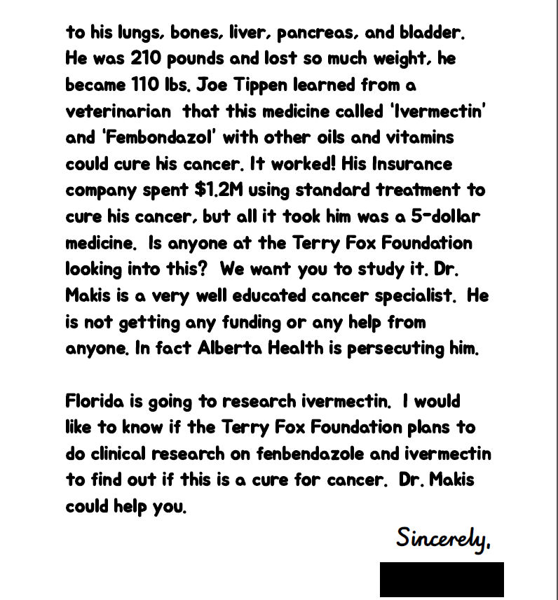 MakisMedicine's tweet image. BREAKING NEWS: A young Ontario boy writes to the Terry Fox Research Institute in Vancouver asking why they are not researching Ivermectin and Fenbendazole in Cancer, when Florida is!

This is one of the sweetest things I&apos;ve ever read! 😃

If you read anything this weekend, take a…