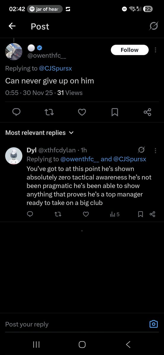 Same guy who talked shit about people who didnt give up on Ange. Called Kizz a 'clueless american' for not giving up on ange during the same conditions in which hes backing frank