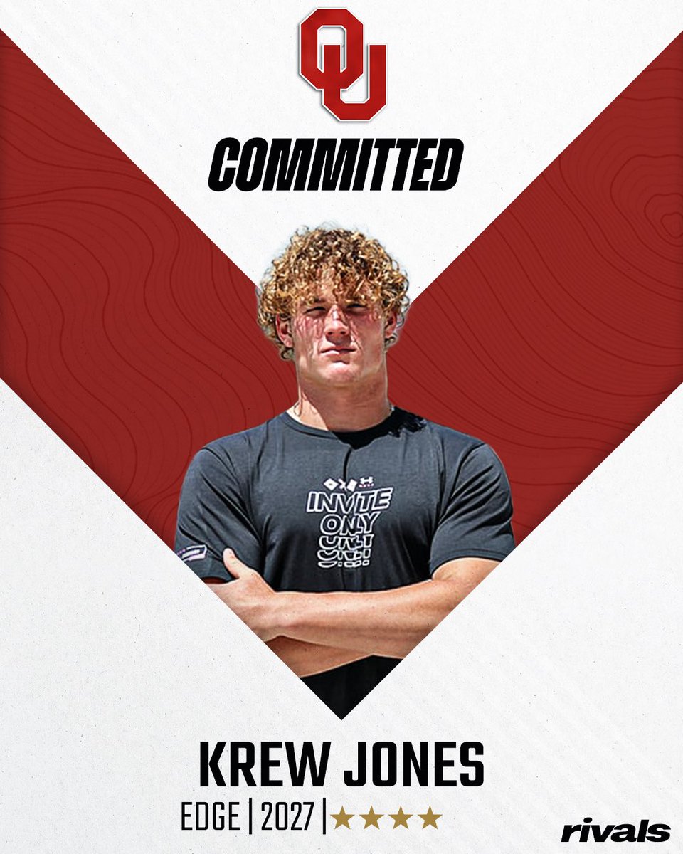 Rivals's tweet image. 🚨BREAKING🚨 2027 4-star EDGE Krew Jones has committed to Oklahoma⭕️

Read: on3.com/rivals/news/ok…
