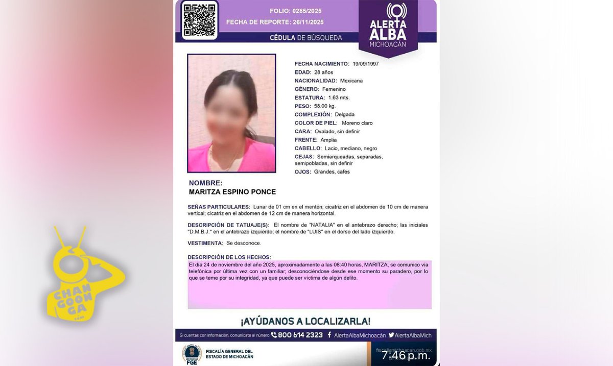 michangoonga's tweet photo. QEPD ✝️🕯️Maritza, de 28 años, fue hallada sin vida dentro de un tambo.

#AlertaAlba Desapareció el lunes 24 de noviembre, ese día se comunicó con un familiar a temprana hora. 

+info 👇

https://t.co/WC4zphFOw9 https://t.co/NyRNiWDbmb