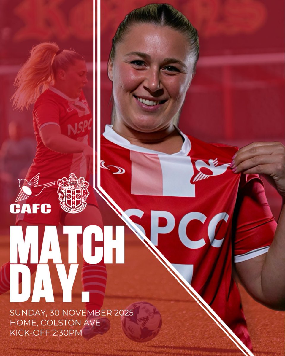 CarshaltonA_FC's tweet image. 𝐈𝐓’𝐒 𝐌𝐀𝐓𝐂𝐇 𝐃𝐀𝐘!
_

🆚 | @SuttonUtdWomen Reserves. 
📍 | Home, Colston Avenue
⏱️ | KO: 2:30PM
🏆 | League
🎟️ | FREE Entry 
🔗 | carshaltonathletic.co.uk/cafc-women-vs-…

#CarshaltonAthletic | #CAFC | #TheRobins