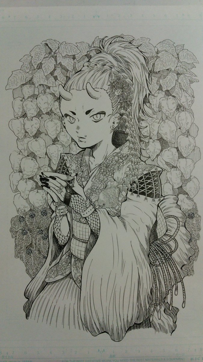 アナログ時代の絵褒めてもらえて嬉しいです〜☺️こんな感じのも描いてて当時は「描き込んでやる!」って熱量だけはありました😌 
