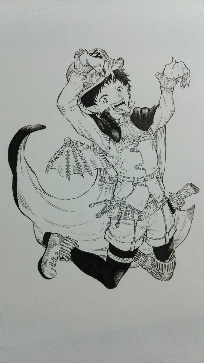 アナログ時代の絵褒めてもらえて嬉しいです〜☺️こんな感じのも描いてて当時は「描き込んでやる!」って熱量だけはありました😌 