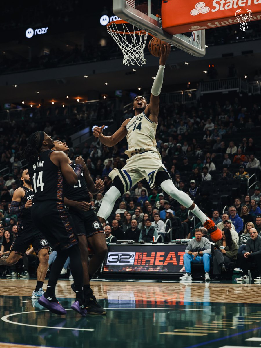 Giannis has 18 points on 8/10 shooting in 12 minutes.