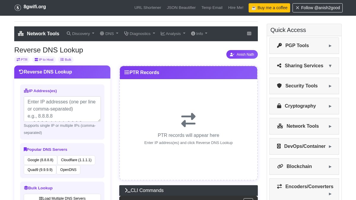 anish2good's tweet image. Easily convert IP addresses to hostnames with our free Reverse DNS Lookup tool. Supports bulk IPs for efficient networking. Try it out: 8gwifi.org/revdns.jsp 🌐 #Networking #NetworkEngineering