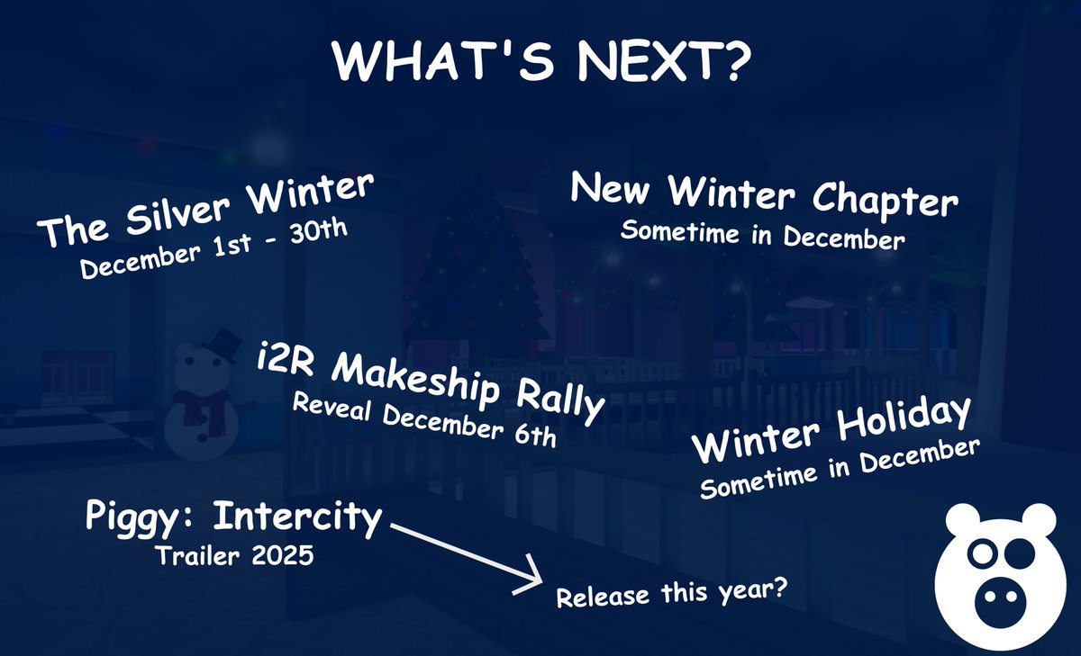 Piggy_News's tweet image. 🗓️SCHEDULE🗓️
What&apos;s next in December? A lot!

Here is a summary of what lies ahead ⬇️