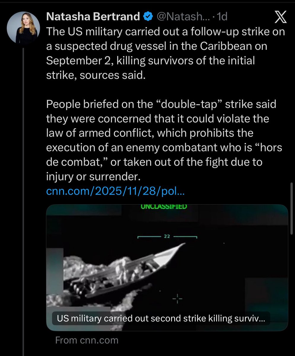 willchamberlain's tweet image. If you were trying to persuade Republicans (and objective people of any political stripe) that Pete Hegseth committed a war crime, the LAST person you would give the story to is Natasha Bertrand.

Her reporting on both Russiagate and the Hunter Biden laptop was completely…
